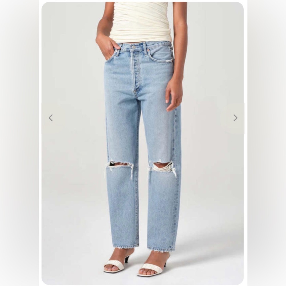 AGOLDE 90’s Distressed mid rise straight leg jean- Size 27